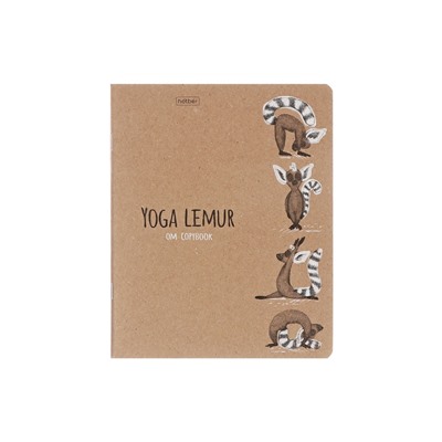 Тетрадь 48 листов в клетку, Animals Yoga, обложка крафт-картон, МИКС