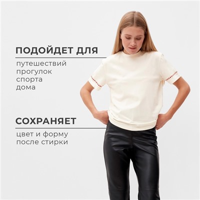 Футболка женская с красным кантом  Basic line цвет молочный, р-р 52