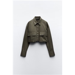 GABARDINE FABRIC CROPPED SHIRT