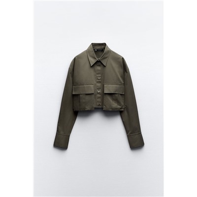 GABARDINE FABRIC CROPPED SHIRT