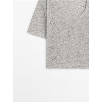 Short sleeve T-shirt 100% linen melange