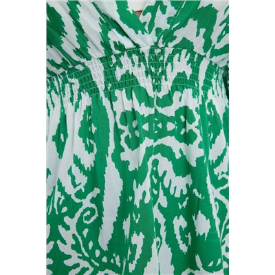 Зеленое этническое рисунок испанской рукав Satar Mini Woven Beach Press Tbbss23ah00114