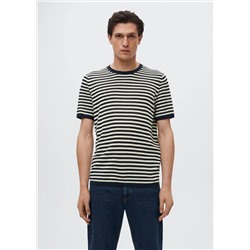 Camiseta punto lino rayas -  Hombre | MANGO OUTLET España