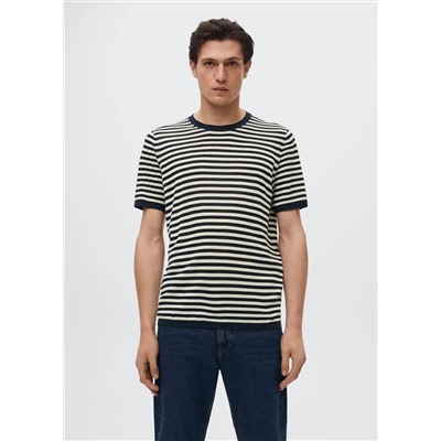 Camiseta punto lino rayas -  Hombre | MANGO OUTLET España