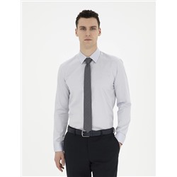 Серый Slim Fit Basic рубашка с длинным рукавом