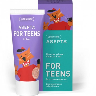 Зубная паста Асепта Teens с фруктовым вкусом (от 8 лет), 50 мл