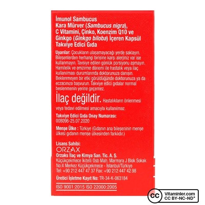 Orzax Imunol Sambucus Nigra 20 капсул