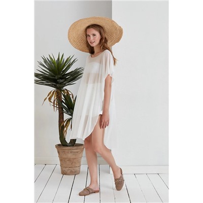 Длинный белый прозрачный тюль Beach Outlet Парео