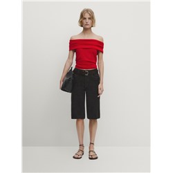 Knit top with draped detail