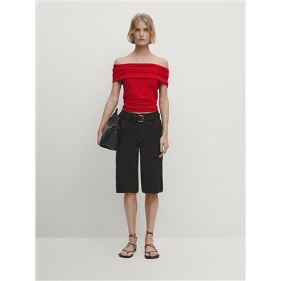 Knit top with draped detail