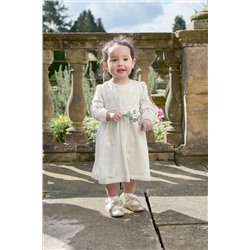 Mamas & Papas Cream Long Sleeve Embroidered Dress