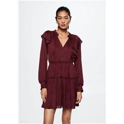 Vestido satinado volantes -  Mujer | MANGO OUTLET España