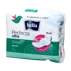 BE-013-MW08-009 ** В НАЛИЧИИ Гигиенические супертонкие прокладки bella Perfecta Ultra Maxi Green 8 шт. (новая коллекция)