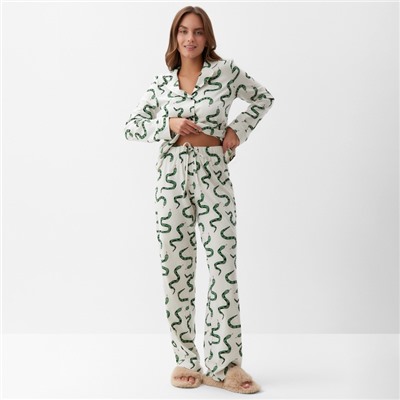 Пижама новогодняя женская (рубашка и брюки) KAFTAN "Змеи" размер 40-42