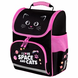 Ранец ПИФАГОР BASIC, 1 отделение, 3 кармана, эргономичная спинка, "Dark kitten", 35х28х18 см, 273134