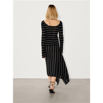 Striped knit co-ord skirt with tie