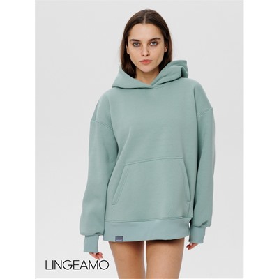 Женский худи оверсайз из футера с начесом Lingeamo мятный ВК-24 (25)