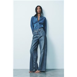 JEANS TRF WIDE LEG CINTURILLA CRUZADA TIRO ALTO