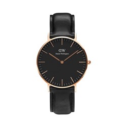 Reloj de cuarzo de piel y chapado en oro rosa Sheffield