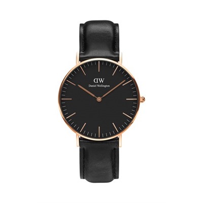 Reloj de cuarzo de piel y chapado en oro rosa Sheffield