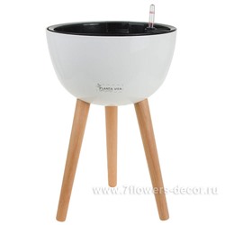 Кашпо PLANTA VITA "Round Silk white WL" с автополивом (пластик), D31xH40 см