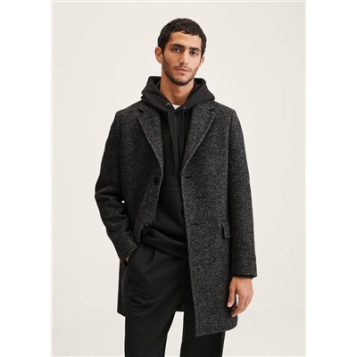Abrigo lana reciclada espiga -  Hombre | MANGO OUTLET España