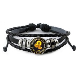 BSK-0028 Кожаный браслет Знаки Зодиака - Лев