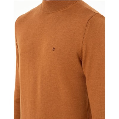 Brown Slim Fit Half Fisherman воротник базовый трикотажный свитер