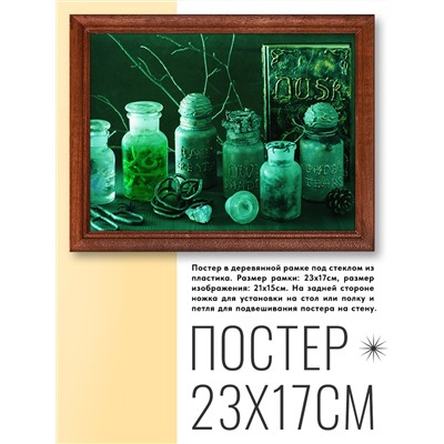 POSG-0116 Постер в рамке 23x17см Книга Сумерек и флаконы