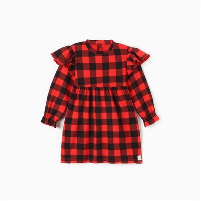 Платье детское с рюшами KAFTAN "Клеточка" размер 30 (98-104)