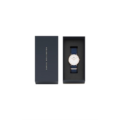 Reloj de cuarzo de poliéster Bayswater - 36 mm - Azul marino y rosa dorado