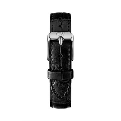 Reloj de cuarzo de piel Petite Reading - Negro y plateado
