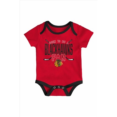 Fanatics NHL Chicago Blackhawks 3 Piece Game Time Black Bodysuit