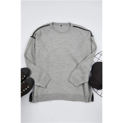 Серый FL Men's Offize Bike Neck Flat Knitwear Большой размер Cossack Tmnaw24AN00000