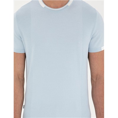Blue Slim Fit Bike Yaka Triko T -For
