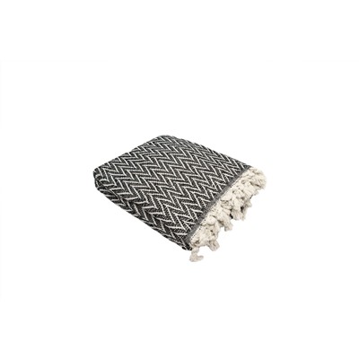 Покрывало с бахромой Si Brano ЗИГЗАГ 1, 200*230 евро Y 1003 v3/черный (Акция)