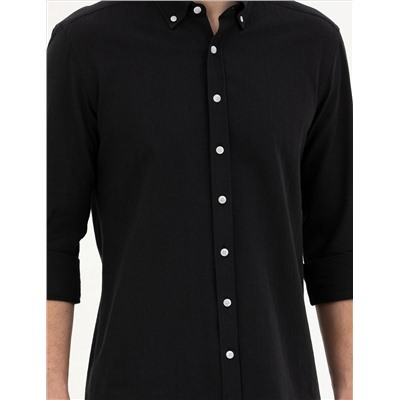 Black Slim Fit рубашка с длинным рукавом