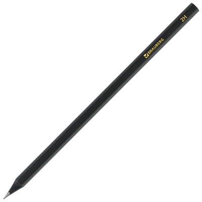 Карандаши чернографитные BRAUBERG НАБОР 12 шт., "Black Jack", 2Н-4В, без резинки, черные, дерево, заточенные, 180620