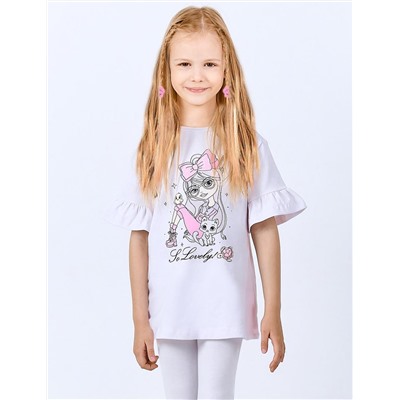 Костюм летний для девочки KETMIN LOVELY цв.Белый (Туника/Бриджи)