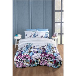 Постельное белье Карвен Stripe Satin с цветным принтом семейное N251-SB007 (7пр.) (Акция)