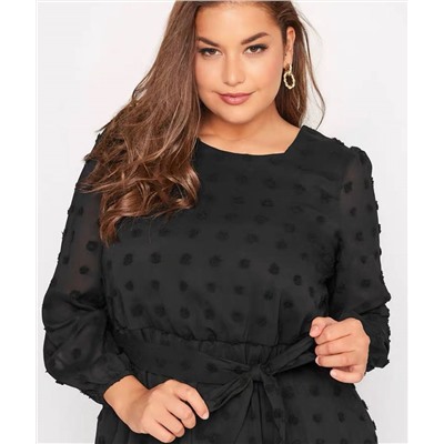 Симпатичное платье Plus Size из флокированного шифона на подкладе