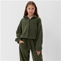Толстовка флисовая для девочки MINAKU: Fleece Soft, цвет зелёный, рост 158 см