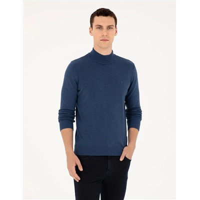Indigo Melanj Slim Fit Half Fisherman воротник Основной вязаный свитер