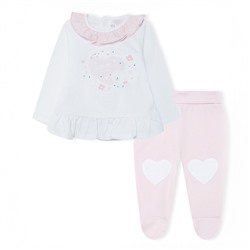 Conjunto camiseta + polainas - blanco y rosa
