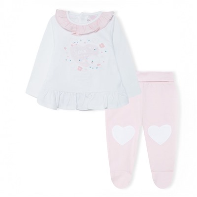Conjunto camiseta + polainas - blanco y rosa