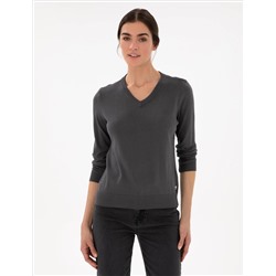 Anthracit Slim Fit Basic Sweater