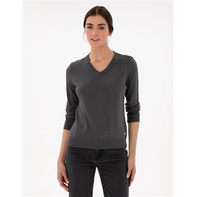 Anthracit Slim Fit Basic Sweater
