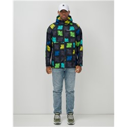 Ветровка спортивная мужская с капюшоном softshell желтого цвета 9563J