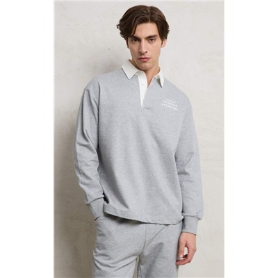 Футболка-поло д/р P411-0570 grey melange