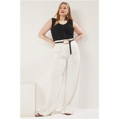 Черный v -v -neck shirred tulle вязание блузки большого размера tbbss25af00080